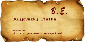 Bulyovszky Etelka névjegykártya
